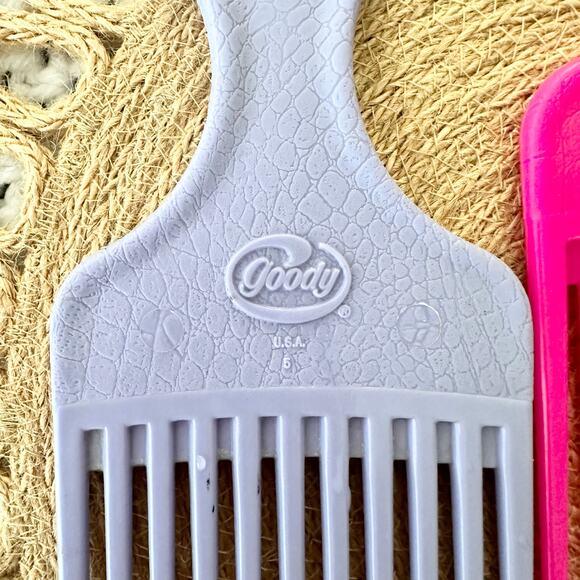 Goody Vintage Bold Colors Pink Teal Purple Reptile Textured Combs 3 Hair Picks main image 4